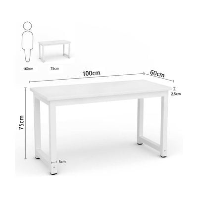  مكتب كمبيوتر أبيض ZCD-24W من Mahmayi Crafted مع وسادات أرجل قابلة للتعديل، إطارات فولاذية متينة مضادة للصدأ للمنزل والمكتب وغرفة المعيشة ومحطة العمل 100 × 60 سم