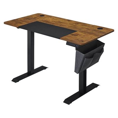 Mahmayi Height-Adjustable Desk, Electric, Infinitely Adjustable, Spliced Plate, 4 Heights, Fabric Bag, 120 X 60 X (72-120) Cm, Made of Steel, Vintage Brown/black Lsd015x01