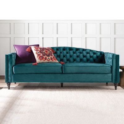 Nova 3 Seater Velevt Sofa - Teal- L220cm X W60cm x H85cm