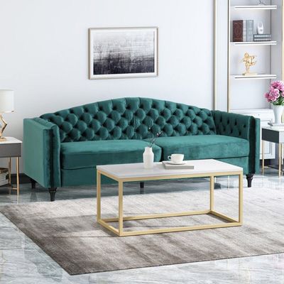 Nova 3 Seater Velevt Sofa - Teal- L220cm X W60cm x H85cm