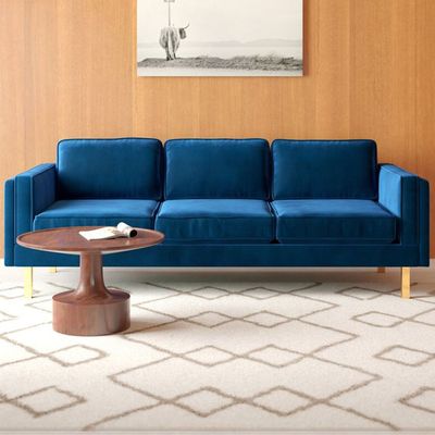 Nebula 3 Seater Velevt Sofa -Navy Blue- L220cm x W86 x H 81cm