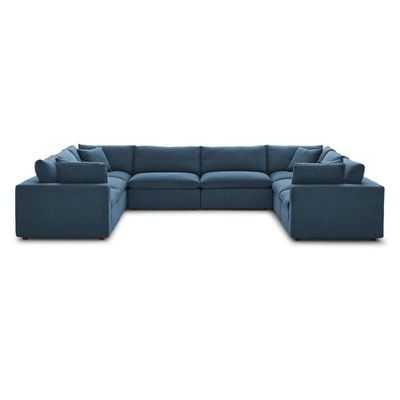 Novara 8 Seater Velvet Sofa -Navy Blue - L400cm x W292cm x H88cm