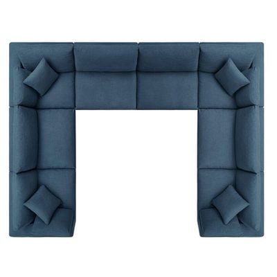 Novara 8 Seater Velvet Sofa -Navy Blue - L400cm x W292cm x H88cm