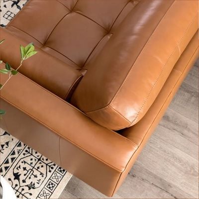 Faux 2 Seater Faux Leather Sofa -Brown - L220cm x W83cm x H83cm