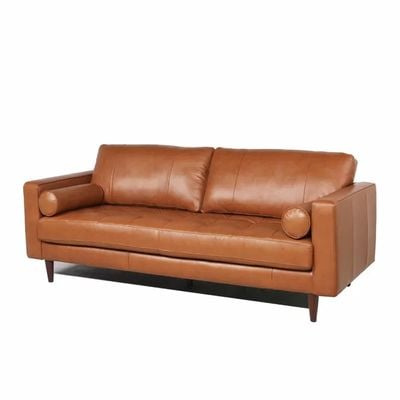 Faux 2 Seater Faux Leather Sofa -Brown - L220cm x W83cm x H83cm