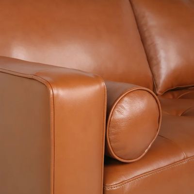 Faux 2 Seater Faux Leather Sofa -Brown - L220cm x W83cm x H83cm