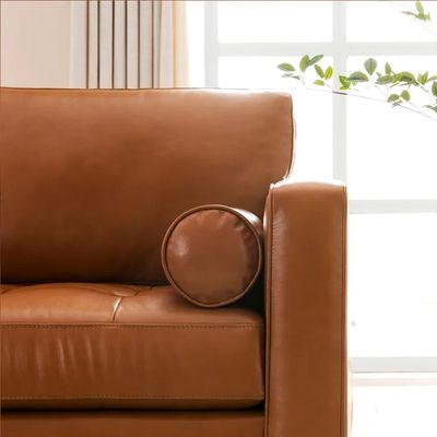 Faux 2 Seater Faux Leather Sofa -Brown - L220cm x W83cm x H83cm