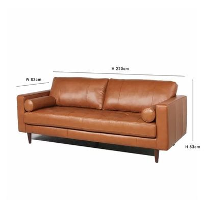 Faux 2 Seater Faux Leather Sofa -Brown - L220cm x W83cm x H83cm