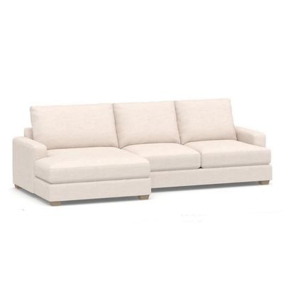 Elys 3 Seater Fabric Corner Sofa -Cream - L121cm x W68cm x H34.5xcm