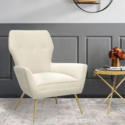   Paris Queen 1 Seater Velevt Chair  - Beige-  L80cm x W79 x H96