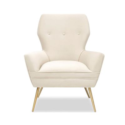Paris Queen 1 Seater Velevt Chair - Beige- L80cm x W79 x H96
