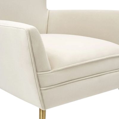   Paris Queen 1 Seater Velevt Chair  - Beige-  L80cm x W79 x H96