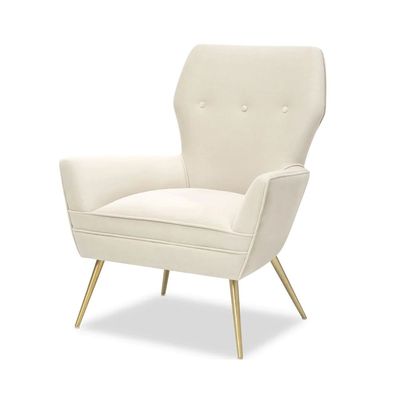   Paris Queen 1 Seater Velevt Chair  - Beige-  L80cm x W79 x H96