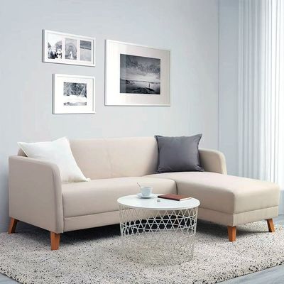 Solcian 3 Seater Fabric Corner Sofa - Beige - L 145cm x W197cm x H76
