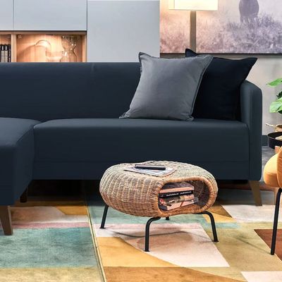 Amara 3 Seater Fabric Corner Sofa - Dark Grey - L145cm x W197cm X 76cm