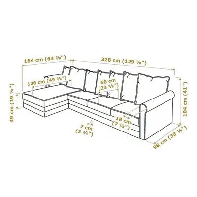 Ambrosian 4 Seater Fabric Corner Sofa - White - L164cm x W328cm x H104cm