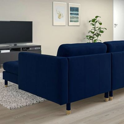 Serenova 4 Seater Velvet Corner Sofa - Navy Blue - L158cm x W280cm x H78cm