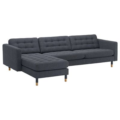 Zestoria 4 Seater Fabric Corner Sofa - Dark Grey - L158cm x W280cm x H78cm