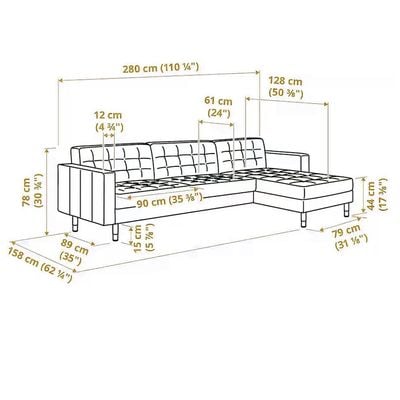 Zestoria 4 Seater Fabric Corner Sofa - Dark Grey - L158cm x W280cm x H78cm