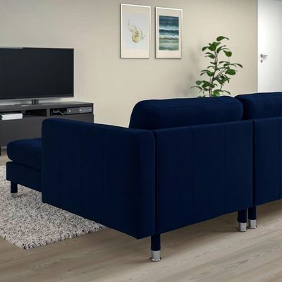 Havenic 3 Seater Velvet Corner Sofa - Navy Blue -L158cm x W240cm x H78cm