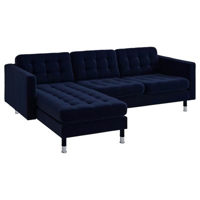 Havenic 3 Seater Velvet Corner Sofa - Navy Blue -L158cm x W240cm x H78cm