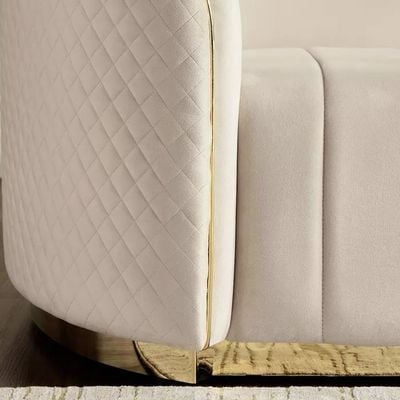 Fiona 4 Seater Velvet Sofa -Ivory - L253cm x W100cm x H70cm