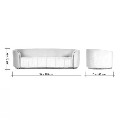 Fiona 4 Seater Velvet Sofa -Ivory - L253cm x W100cm x H70cm