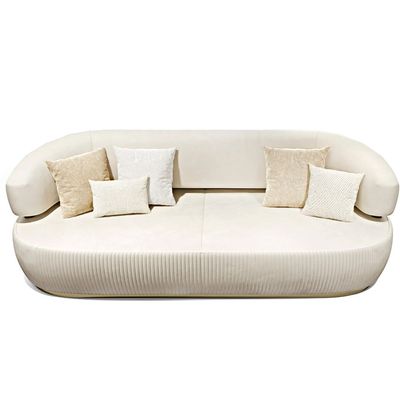 Nova 3 Seater Velvet Sofa - Ivory- L230cm x W110cm x H86cm