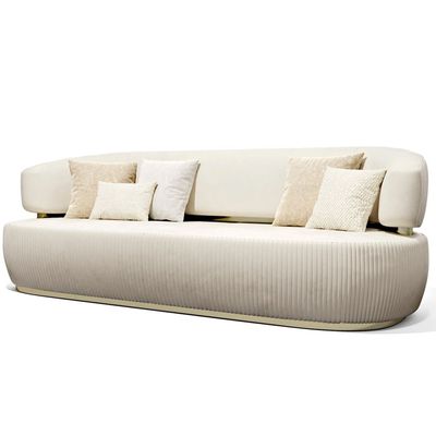 Nova 3 Seater Velvet Sofa - Ivory- L230cm x W110cm x H86cm