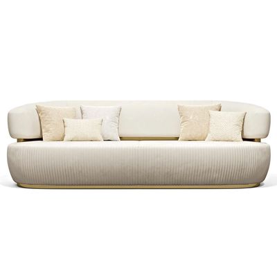 Nova 3 Seater Velvet Sofa - Ivory- L230cm x W110cm x H86cm