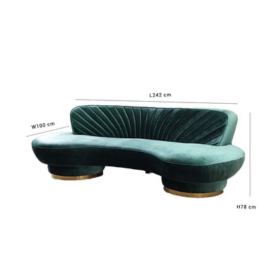 Northpol 3 Seater Sofa Velvet Fabric - Teal - L242cm x W100cm X H78cm