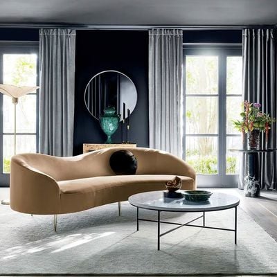 LuxeLounge 3 Seater Sofa Velvet Fabric - Camel - L241cm x W97cm x H78cm