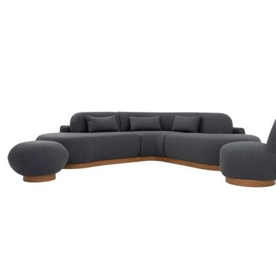 Lorenzo 4 Seater Corner Sofa Velvet Fabric - Peach - L245cm x W255cm x H88cm