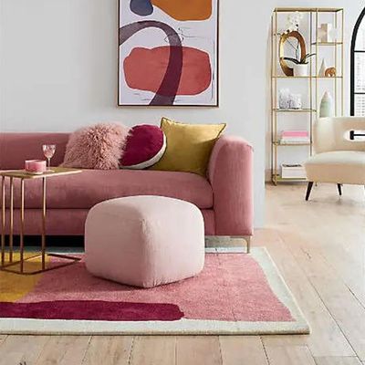 Snuggle 3 Seater Fabric Sofa - Peach - L 233cm x W 95cm x H 76cm