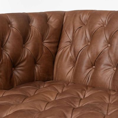 Blissful Breeze Tufted 3 Seater PU leather Sofa - Chocolate - L 228cm x W 88cm x H 71cm