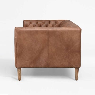 Blissful Breeze Tufted 3 Seater PU leather Sofa - Chocolate - L 228cm x W 88cm x H 71cm