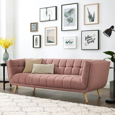 Ardith Wide 3 Seater Sofa Fabric - Peach - L 220cm x W 80cm x H 80cm