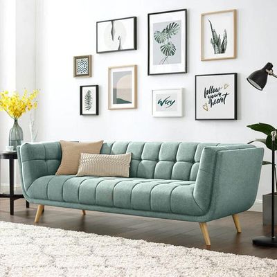 Ardith Wide 3 Seater Sofa Fabric - Mint Green - L 220cm x W 80cm x H 80cm