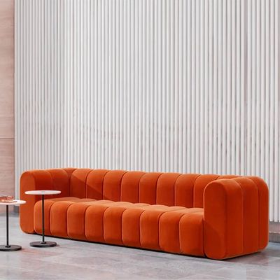 Yawalrack Modern 3-Seater Velvet Sofa - Orange - L 220cm x W 72cm x H 85cm