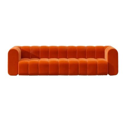 Yawalrack Modern 3-Seater Velvet Sofa - Orange - L 220cm x W 72cm x H 85cm