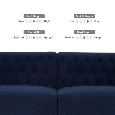 Embolden 3 Seater Velvet Fabric Sofa - Brown - L 204cm x W 81cm x H 71cm