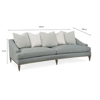 Haspel 4 Seater Arm Sofa Fabric - Gray - L 236cm x W 106cm x H 75cm