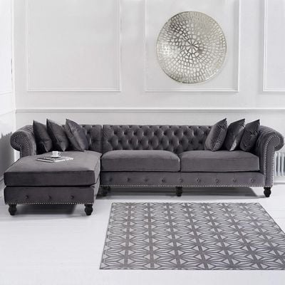 Opulent Oasis 4 Seater L Shape Corner Sofa Fabric - Gray - L 270cm x W 210cm x H 80cm