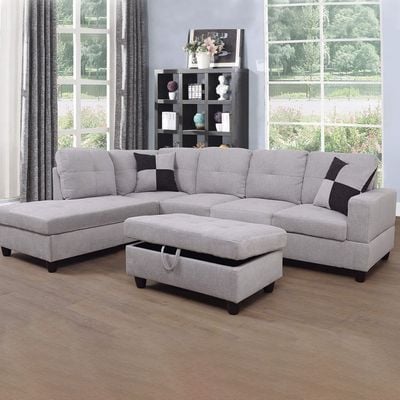 Marclapy 7 Seater Corner sofa with Storage Fabric - Gray - L 280cm x W 200cm x H 88cm