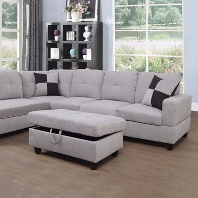 Marclapy 7 Seater Corner sofa with Storage Fabric - Gray - L 280cm x W 200cm x H 88cm