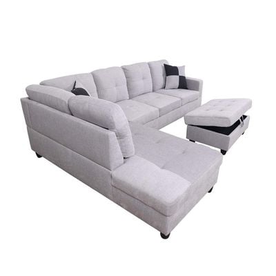 Marclapy 7 Seater Corner sofa with Storage Fabric - Gray - L 280cm x W 200cm x H 88cm