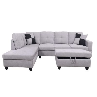 Marclapy 7 Seater Corner sofa with Storage Fabric - Gray - L 280cm x W 200cm x H 88cm