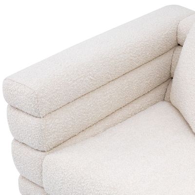 New York Sofa 3 Seater Fabric Sofa - White - L 230cm x W 95cm x H 70cm