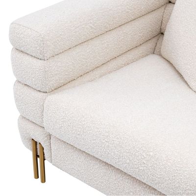New York Sofa 3 Seater Fabric Sofa - White - L 230cm x W 95cm x H 70cm