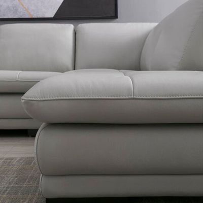Marcels Wide 5 Seater Corner sofa PVC Leather Sofa & Chaise - Ivory - L 220cm x W 180cm x H 78cm
